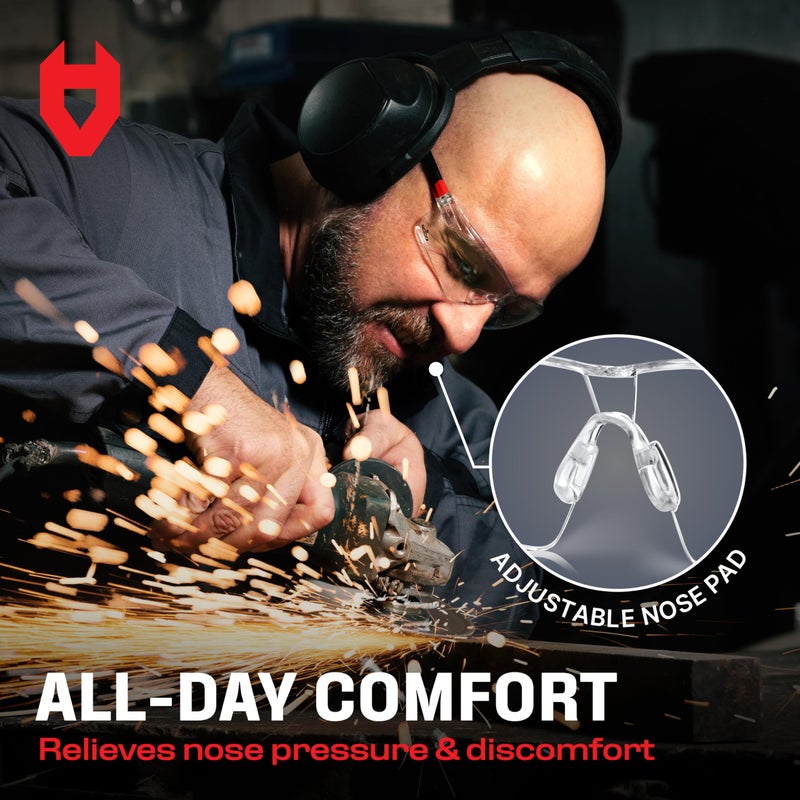 NoCry نظارات أمان NoCry الشفافة للرجال والنساء مع عدسات مقاومة للضباب والخدوش، وأذرع قابلة للتعديل ووسائد أنف - نظارات واقية معتمدة من ANSI Z87 مع حماية 100% من الأشعة فوق البنفسجية - Image 3